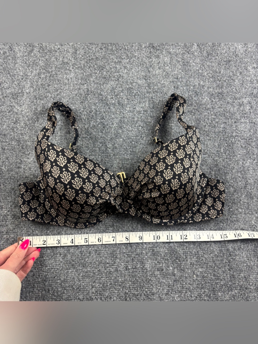 ATHLETA Womens Black/Tan Aqualuxe Print Underwire Front Twist Bikini Top- 38 B/C - Picture 3 of 6